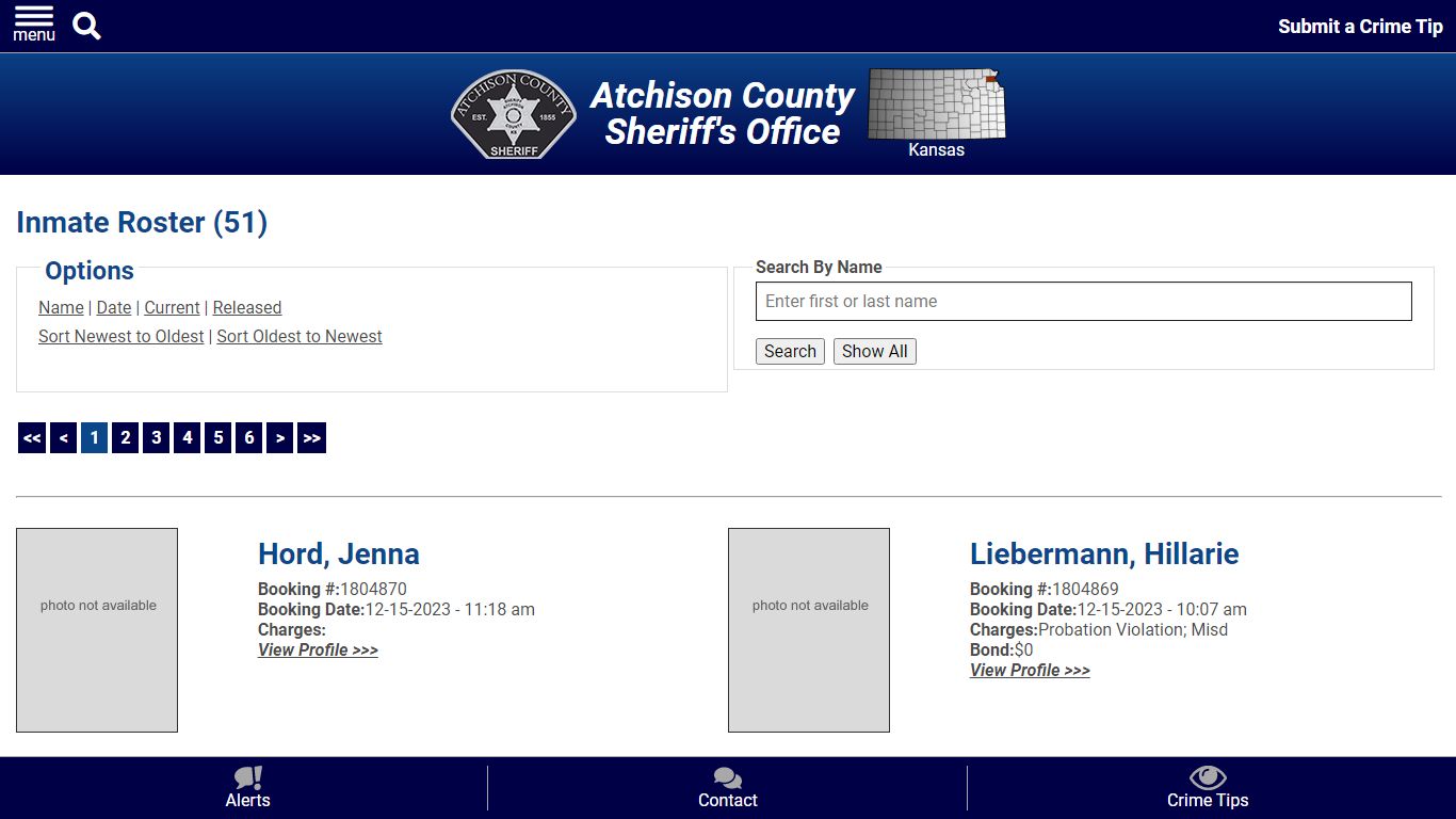 Inmate Roster - Atchison County Sheriff's Office | Kansas