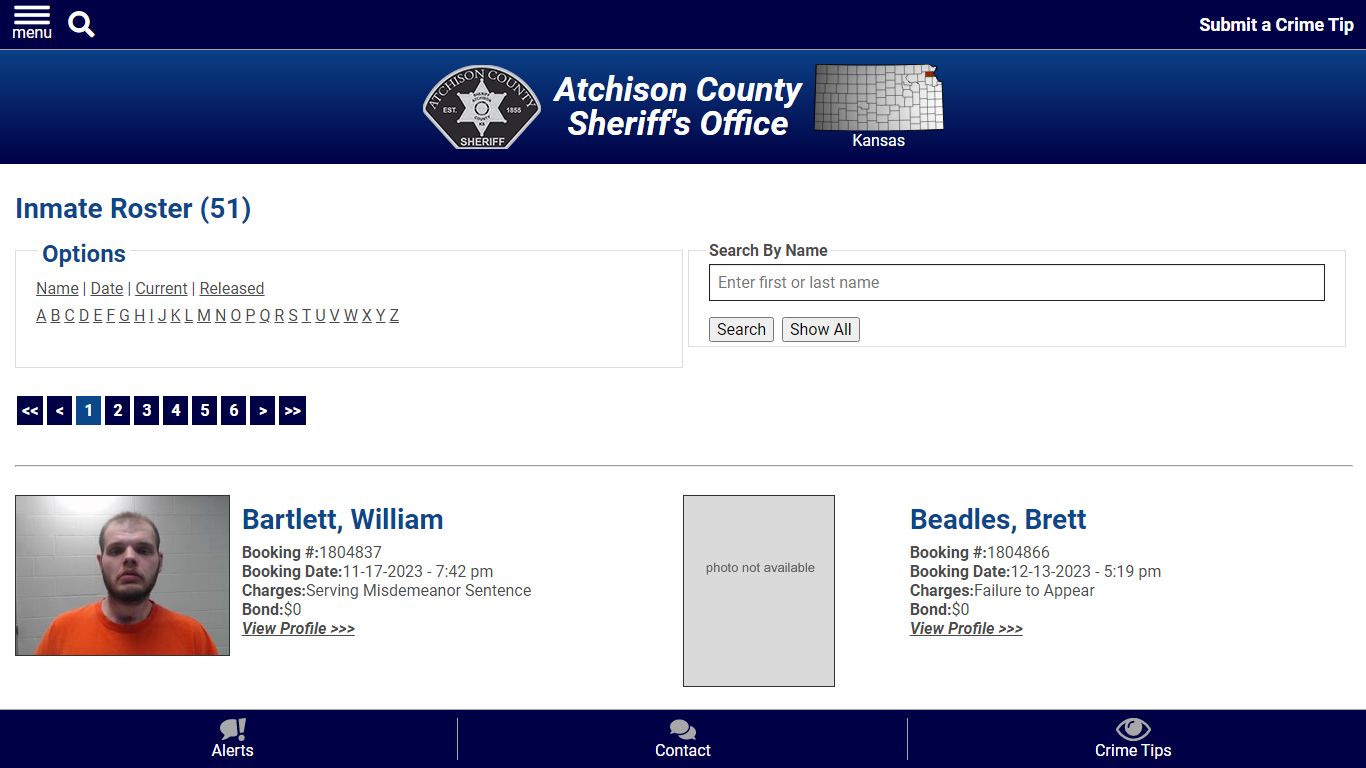 Inmate Roster - Current Inmates - Atchison County Kansas Sheriff's Office